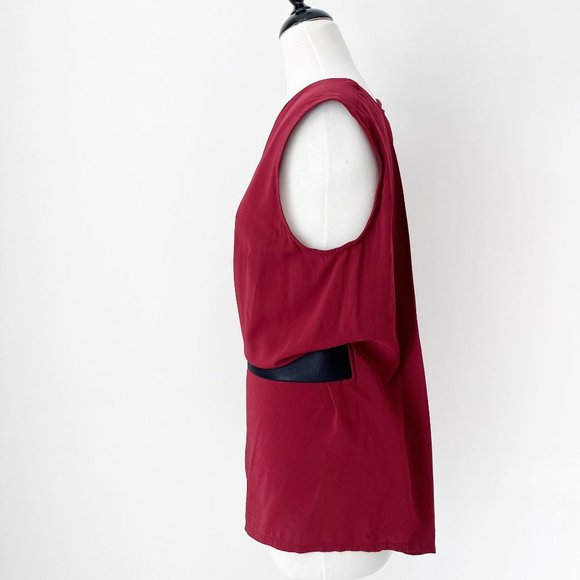 Ann Demeulemeester | Burgundy Silk Blend Draped Front Top | 42/10 - Picture 3 of 8
